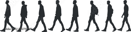 Silhouette of a man walking in a continuous motion sequence illustrating movement and urban lifestyle.
