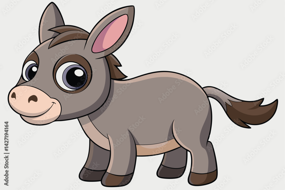 Fototapeta premium Illustration of Cute Donkey animal on white.
