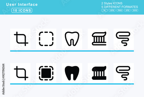 Set of 5 solid user interface icons,toggle, on, toilet, paper, blank, tomato, tombstone