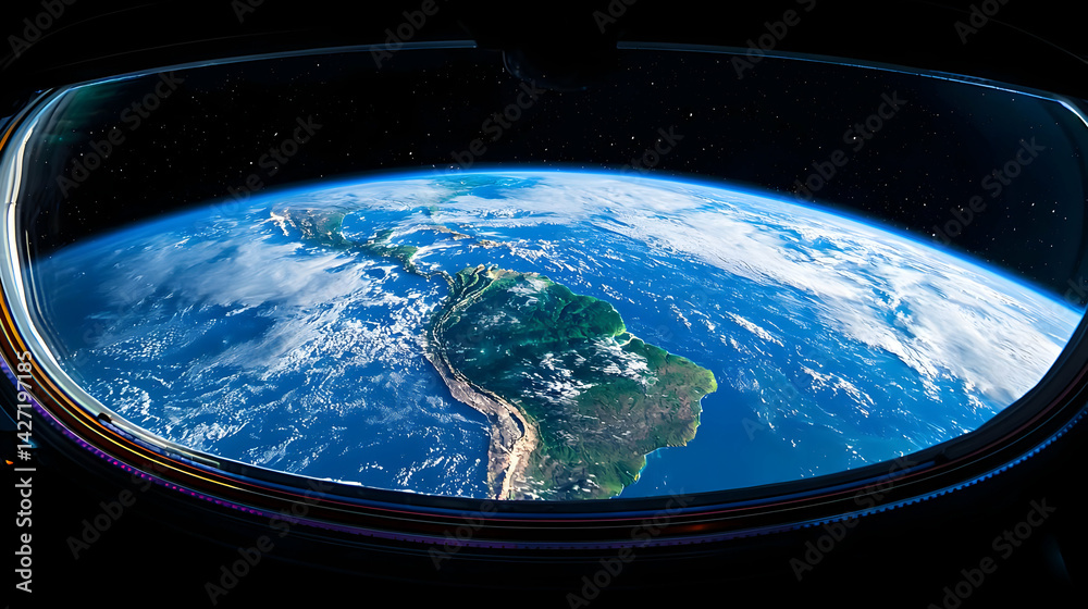 Earth From Space Through Spaceship Window Earth From Space Through Spaceship Window