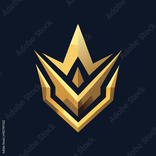 Golden Emblem on Dark Backdrop: An emblem, constructed from gleaming gold facets, takes center stage against a deep, dark backdrop, casting a regal and sophisticated vibe.