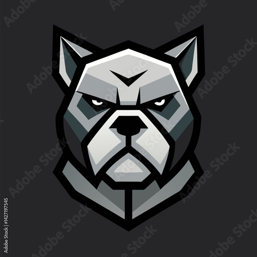 Bulldog Graphic: An eye-catching graphic of a stoic bulldog with a determined gaze, featuring a geometric design against a contrasting backdrop.