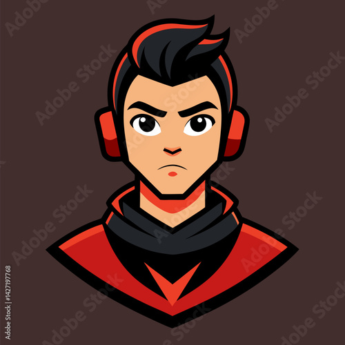 Gamer Avatar: A striking illustration of a determined gamer, exuding focus and resolve, ready to conquer any challenge in the virtual arena.