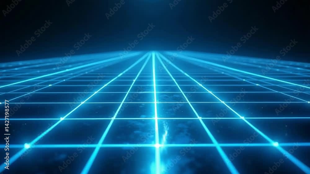 Abstract blue technology design features futuristic fractal lines of light and energy in a digital space