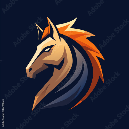  Majestic Horse Emblem: An eye-catching emblem of a horse head in a dynamic pose. It symbolizes strength, speed, and freedom. Use it to elevate your design projects with an artistic touch.