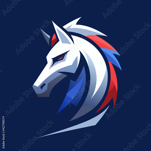 Majestic Stallion's Emblem: An artistic rendition of a stallion, featuring bold lines, vivid colors, and a commanding presence. 