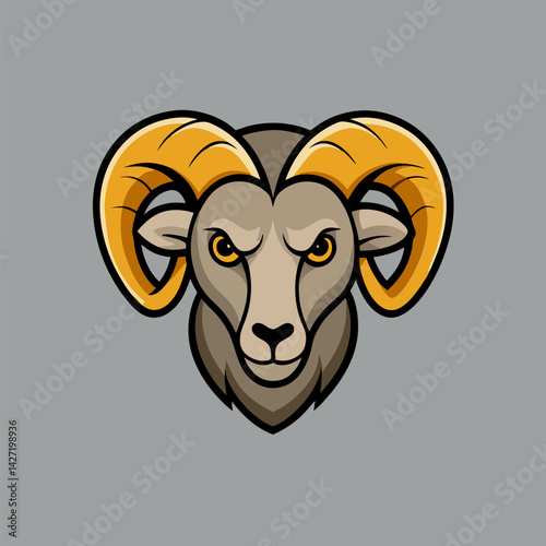 Ram Mascot: A detailed illustration showcases a stylized ram, a symbol of strength, resolve, and determination. The image features a majestic ram's head, characterized by prominent horns.