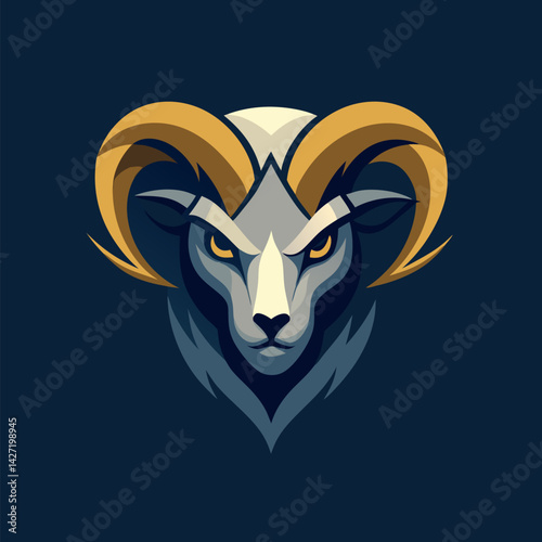 Majestic Ram: A stylized illustration of a formidable ram, showcasing its commanding presence and strength with bold lines and vibrant hues.