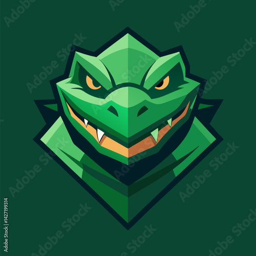Aggressive Crocodile: A striking graphic illustration of a crocodile showcases its powerful visage against a contrasting backdrop. The illustration evokes intensity and confidence.