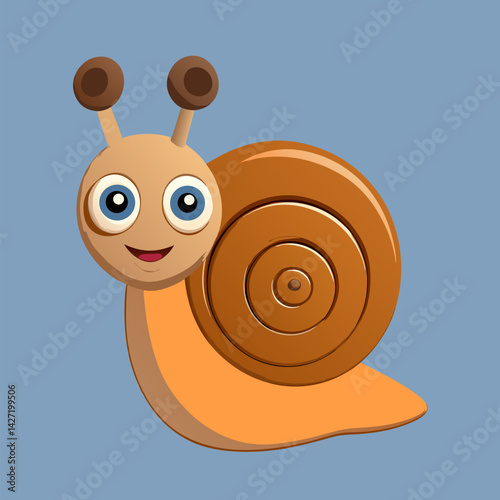Animated Cheerful Snail: This friendly snail, with a whimsical design, glides along, showcasing a blend of innocence and curiosity. A touch of fun and whimsy for any creative project.