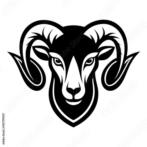 Ram Head Silhouette: A bold and striking silhouette of a ram's head, showcasing powerful horns and a determined expression. The iconic image is a perfect symbol for strength, resilience.