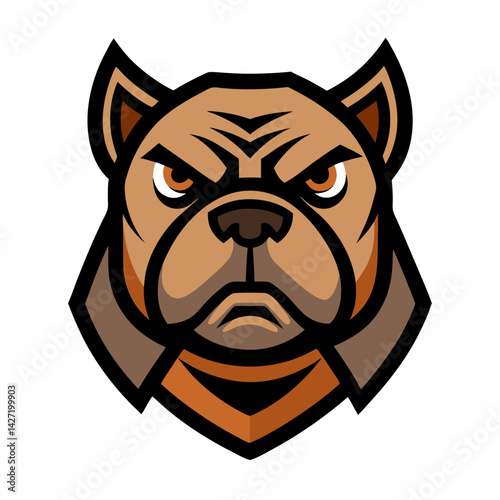Bulldog Mascot Logo: A fierce and determined bulldog with a powerful stance stares directly at the viewer, showcasing a strong and fearless presence.