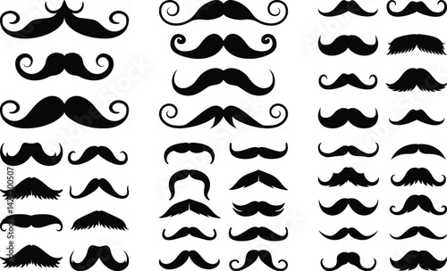 Collection of Stylish Mustache Silhouettes