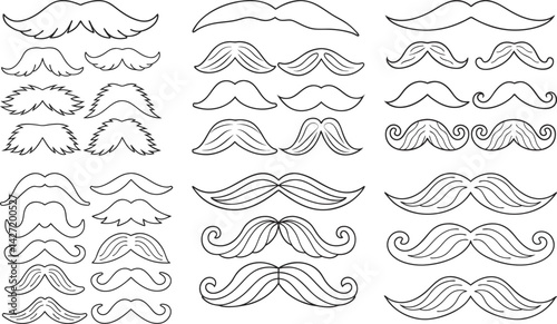 Line Art Mustache Collection