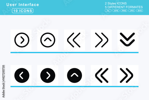 Set of 5 solid user interface icons,anchor, angel, angle, circle, down, left, right