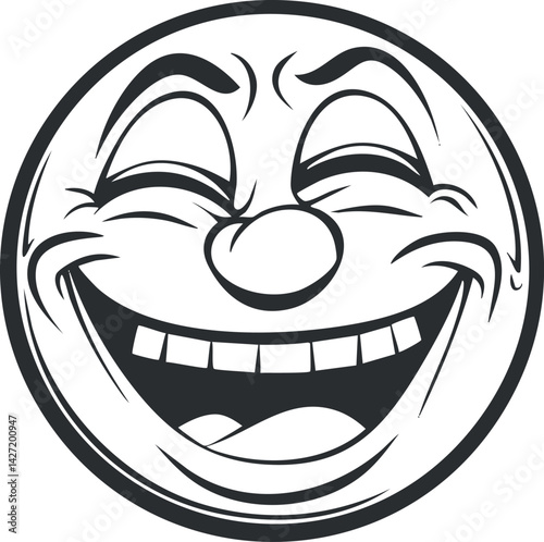 A cheerful cartoon face with a big smile and joyful expression showcasing happiness and humor