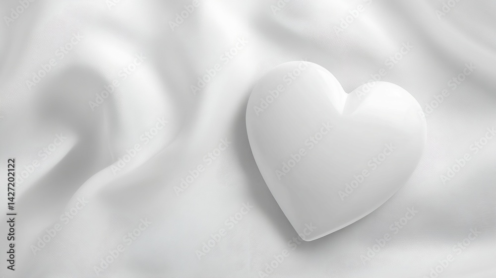 Fototapeta premium White Heart on White Fabric
