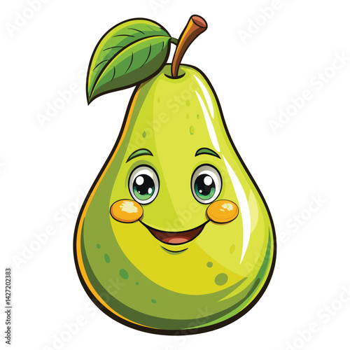 Cute cartoon pear with happy expression
