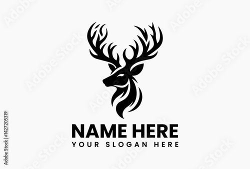 Single-line continuous deer silhouette, minimalist logo for eco-conscious brands and artisanal products