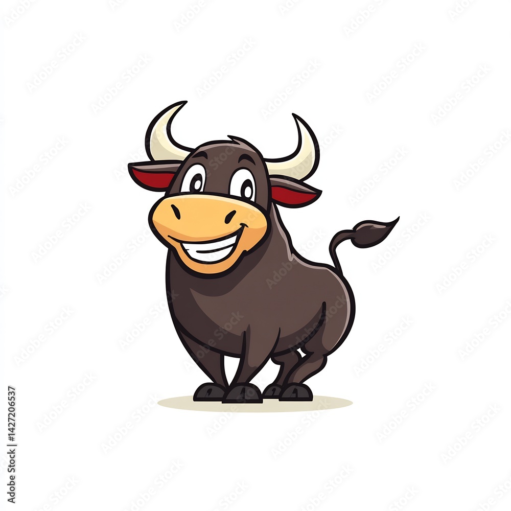 cartoonish bull smiling confidently illustration cartoonish bull smiling confidently illustration