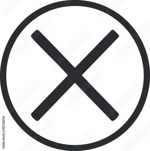 A bold black cross symbol inside a circular outline representing cancellation or prohibition.