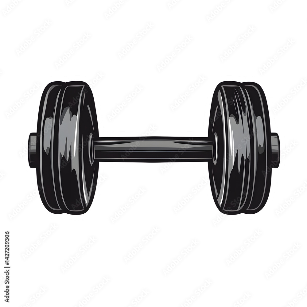 Fototapeta premium Bold Black Dumbbell Illustration with Glossy Finish for Fitness Gym Equipment and Workout Motivation Design