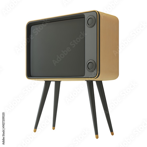 Retro Wooden Television with Minimalist Legs for Vintage Technology and MidCentury Decor Aesthetic