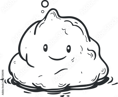 A cute cartoon blob character with a smiling face, conveying a sense of playfulness and joy.