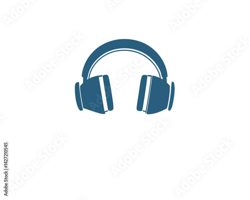 A modern graphic illustration of a Headphone icon is presented in a flat design style with a colored icon