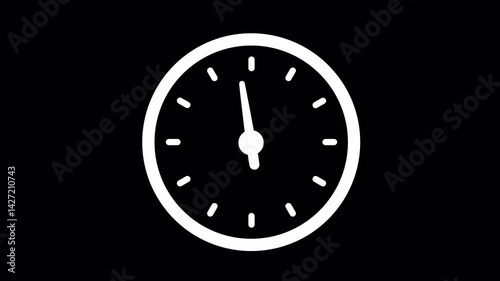 Animated Digital Clock Icon with Moving Hands on Transparent Background.