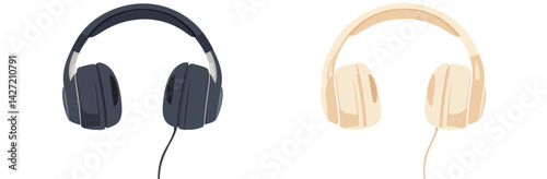Thin line black color ear muffs icons are depicted in a flat simple modern symbols illustration