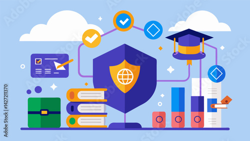 A blockchainbased platform that securely stores and manages student loan data reducing the risk of fraud and errors.. Vector illustration