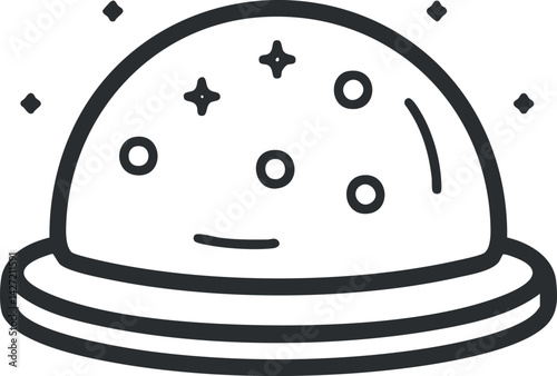 A playful illustration of a jelly dessert with a whimsical design and colorful elements.