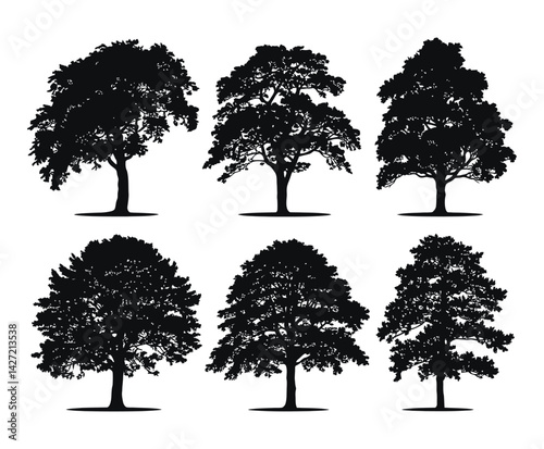 Ash Tree Forest Silhouette EPS Vector Design