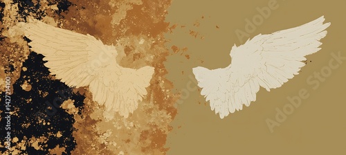 Shrouded mystery The Book of Enoch depicts righteous heralds with faintly gilded wings hovering among swirling calligraphic motifs over pages stained with centuries of lore