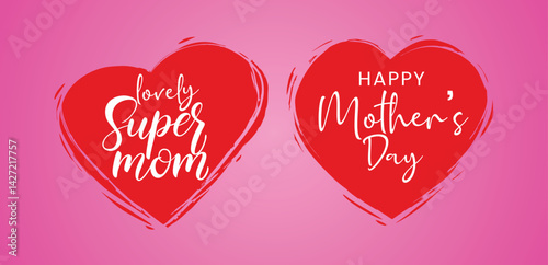 Happy Mother's Day Super Mom Hearts vector art