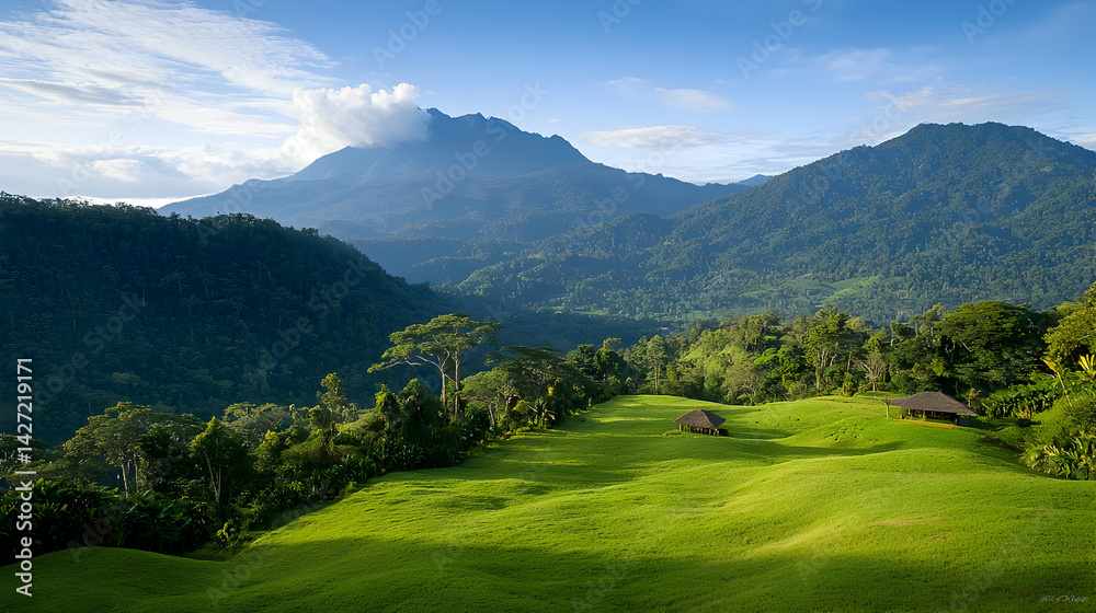 Obraz premium Mountainous Landscape With Lush Green Valley