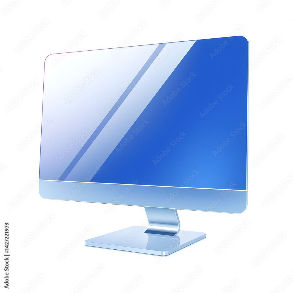 Monitor – A 3D glass computer monitor, sleek and minimal, transparent with glowing screen effect, soft reflections, white background, icon-style illustration. Generative AI Monitor – A 3D glass computer monitor, sleek and minimal, transparent with glowing screen effect, soft reflections, white background, icon-style illustration. Generative AI