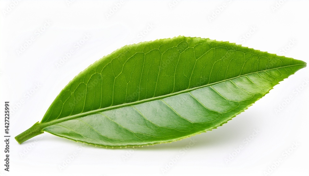 Fototapeta premium fresh green tea leaf isolated on white background