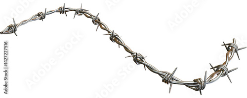 Razor Fence PNG Elements Silver Silhouette Barbed Wires for Restricted Area Concepts Isolated on a Transparent Background