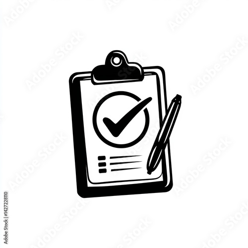 loan approval checkmark on clipboard graphic icon