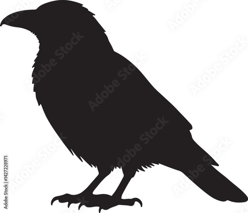 Blackbird Silhouette Singing on Branch