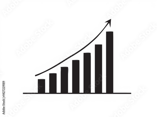Ascending Bar Graph Showing Exponential Business Growth and Success