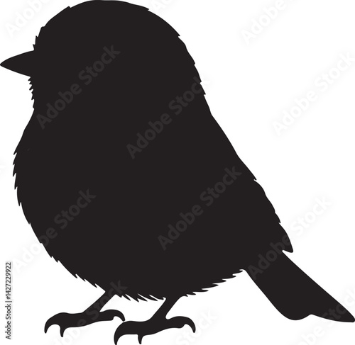 Chickadee bird vector silhouette on white background