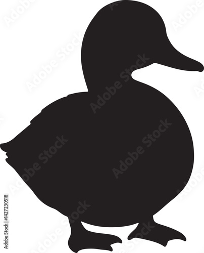 Duck vector silhouette on white background