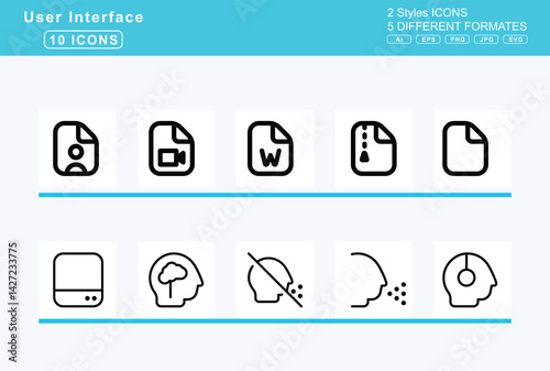 Set of 5 rounded user interface icons,file, invoice, dollar, medical, minus, pdf