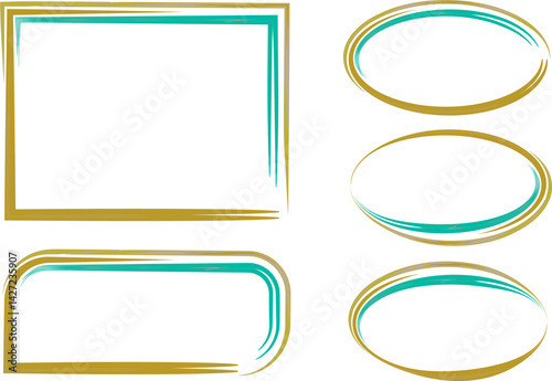 mustard brown dark turquoise colorful abstract geometrical frames shapes set vector