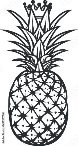 Stylized illustration of a pineapple with a crown depicting tropical fruit and nature.