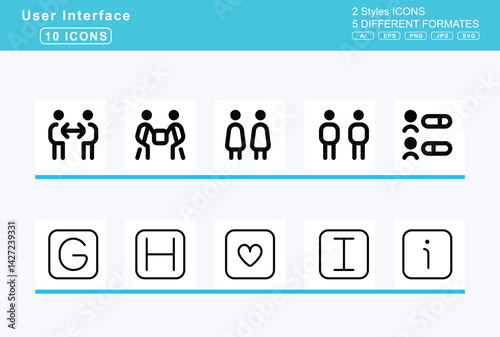 Set of 5 rounded user interface icons,pen, clip, slash, fancy, field, pennant