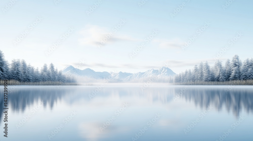 Fototapeta premium Winter wonderland lake scene